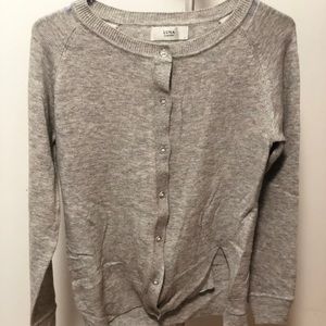 Light grey button up sweater cardigan